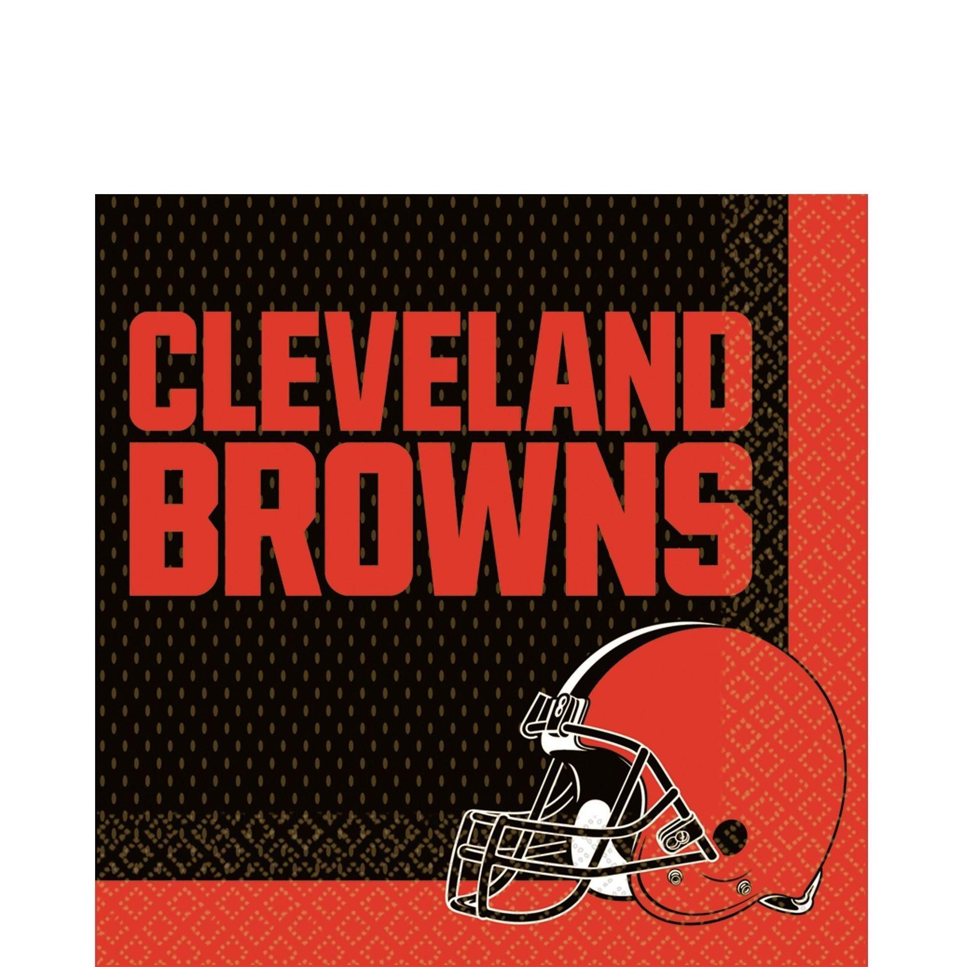 Cleveland Browns Party Supplies Pack for 18 Guests - Kit Includes Plates, Napkins, Table Cover, Cups, Cutlery, Serving Bowl, Banner Decoration & Centerpiece